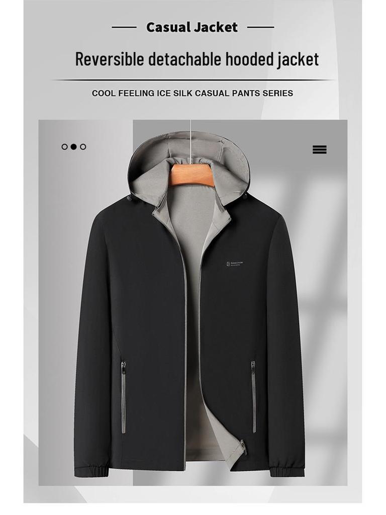 Men's Fashion Casual Jacket: Autumn Long-sleeved Solid Color for Young and Middle-aged