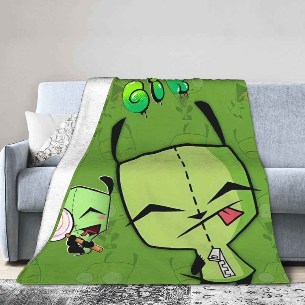 Invaders Zims Gestrickte Decke Cartoon Plüsch Überwurfdecke Sommer Klimaanlage Personalisierbar Weich Warm Bettwäsche,