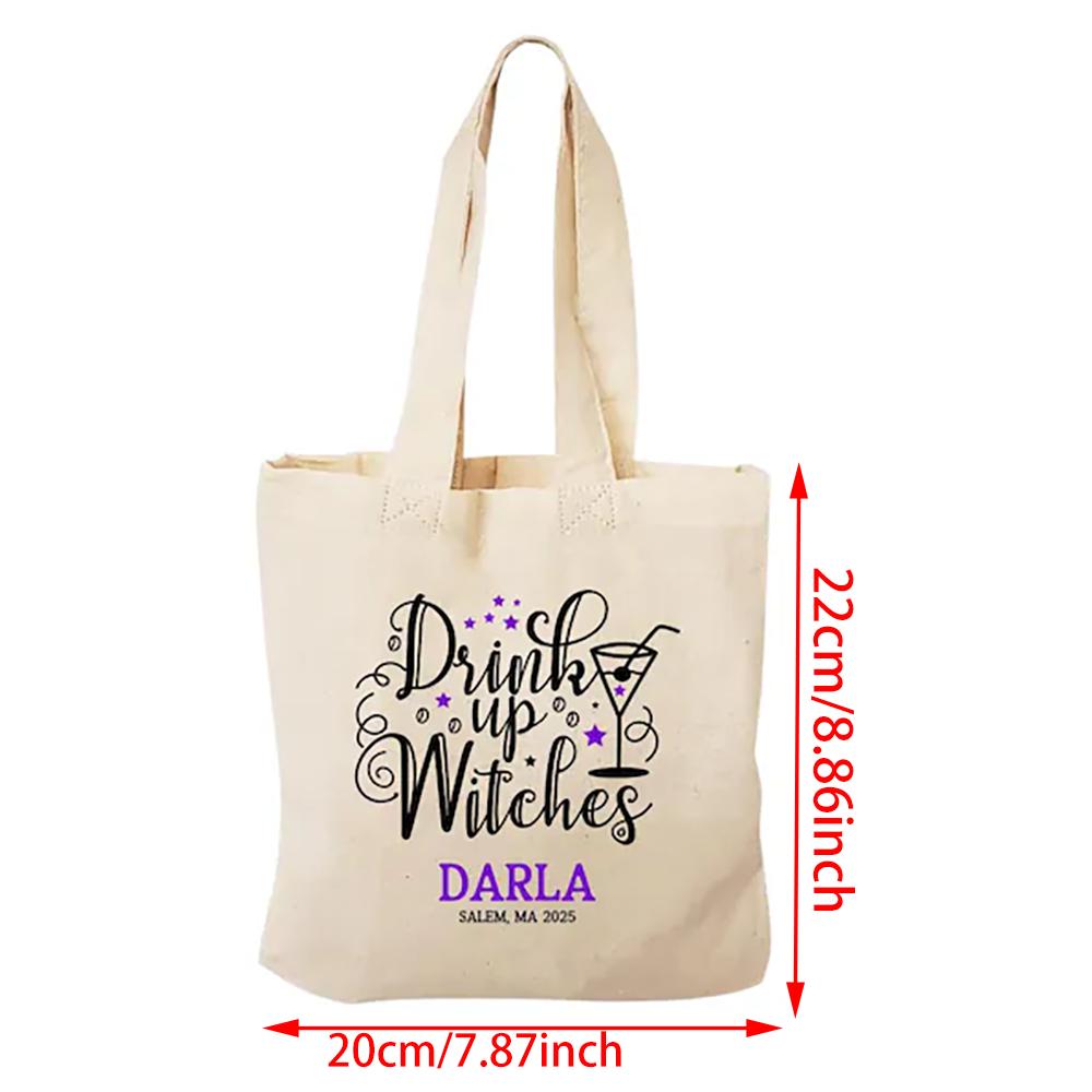 Drink Up Witches Tote Bag Halloween Decor Bachelorette Party Favor Trick or Treat Canvas Bag Witch Canvas Tote Treating Shopping