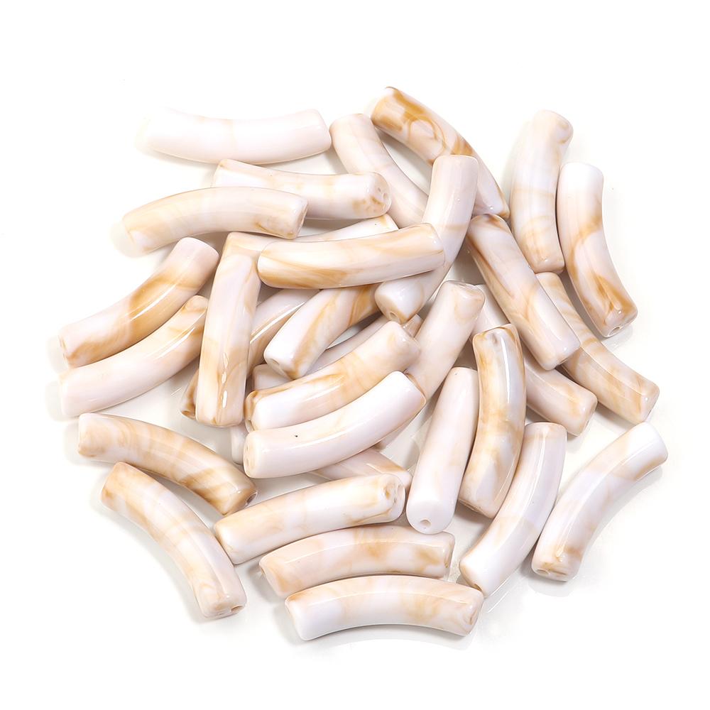 

30pcs/lot Acrylic Curved Tube Beads Dual Color Thin Bamboo Shape Loose Spacer Bead For DIY Bracelet Necklace Jewelry Accessories світло-коричневого кольору