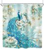 Peacock Floral Shower Curtain for Bathroom Decor 72Wx84H Extra Long Morden Teal Flowers White Gold Peony Rose Elegant