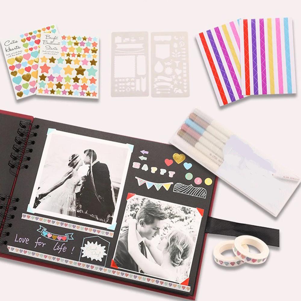 Photo Albums 80 Black Pages Memory Books A4 Craft Paper DIY Scrapbooking Cover Album Set for Wedding Birthday Anniversary Gifts