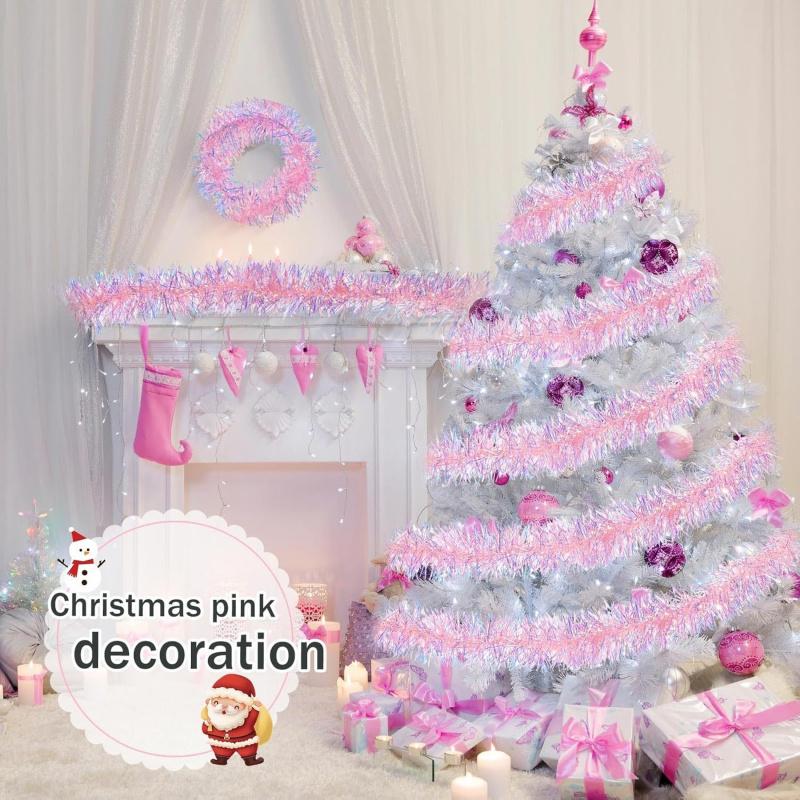 2-Meter Christmas Decoration Ribbon With Gold And Rainbow Colors, Pink Hair Strips, And Rainbow Colored Decorative Ribbons