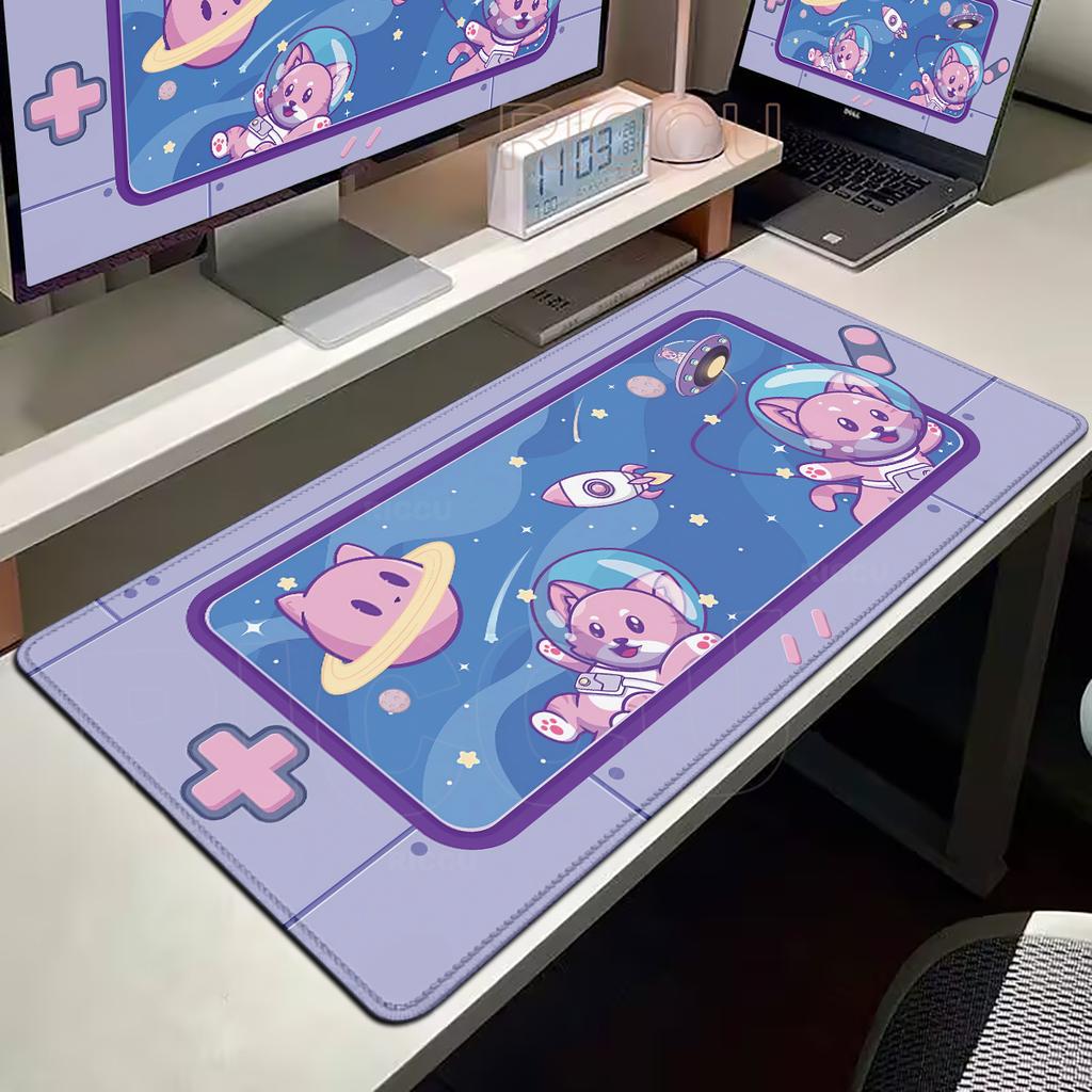 Kawaii Animals Desktop Keyboard Mouse Mat Large Gaming Mat Space Dog Mousepad Switch Computer Laptop Office Desk Pad Protector