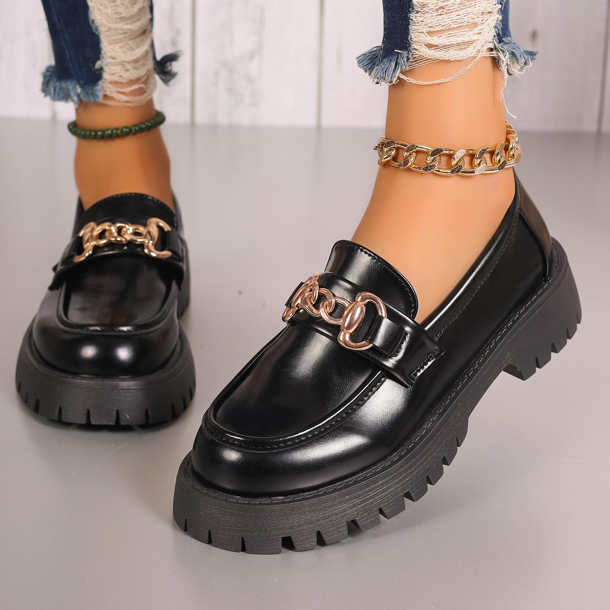 модные женские мокасины модные туфли на платформе женские черные британские туфли-лодочки — фото 3