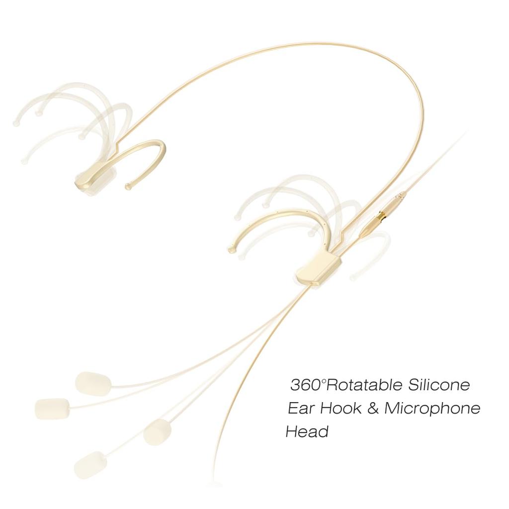 KIMAFUN Hanging Condenser Compatible with Sennheiser Wireless System Bodypack Ideal for and Beige Headset/Headworn Microphone, Over-Ear Microphone,
