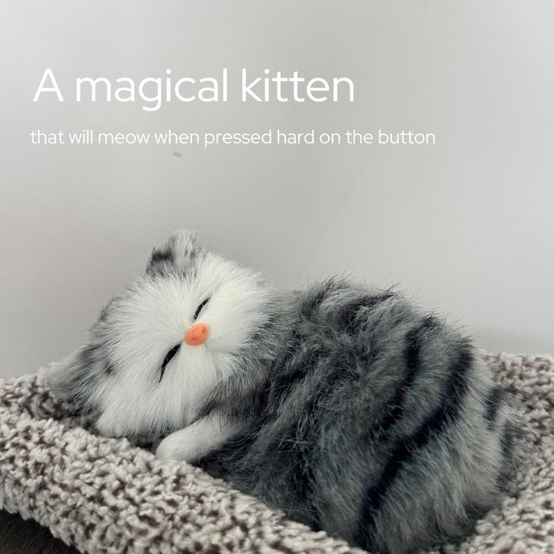 Peluche Gattino Interattivo con Suono Miagolio alla Pressione, Gatto Realistico per Bambini e Bambine, Regali di Compleanno, giocattoli per Bambine e Donne