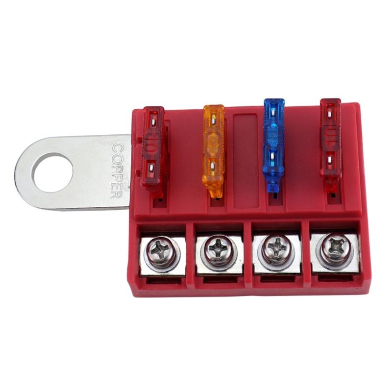 4 Circuit Fuses Box Set with Waterproof Cover Corrosions Resistant Fuses Block Electrical Part for Car Truck & Marine Use