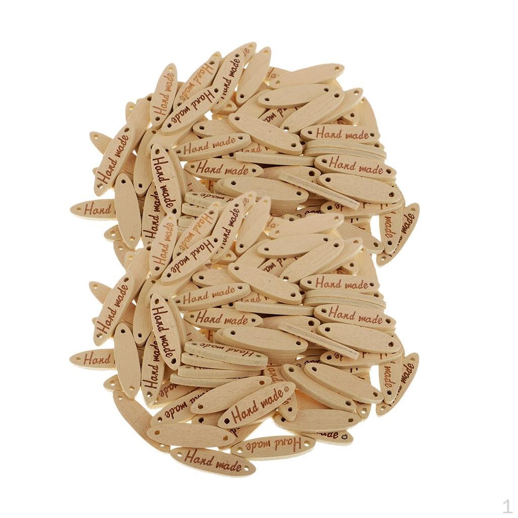 

100 шт., натуральные деревянные бирки ручной работы с 2 отверстиями, украшения для шитья, изготовление ювелирных изделий