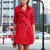 Women Slim Windbreaker Double Breasted Long Trench Coat Jacket Overcoat Outwear