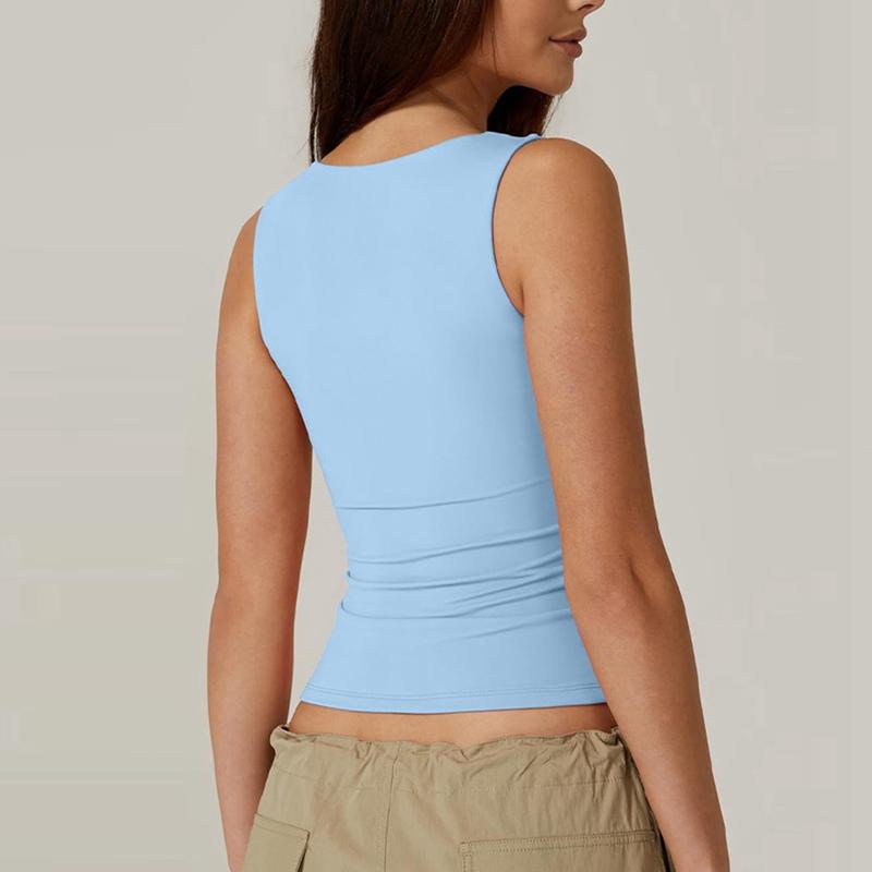 Women's Solid Color Square Collar Slim Camisole Summer Sleeveless Top