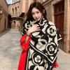 Flower Print Designer Winter Fashion Women Scarf Cashmere Thicken Warm Shawl Pashmina Scarves Poncho Wrap Ladies Fashion Luxury