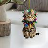 Warm Holiday Decoration Cat Christmas Ornament Cute Cat Car Mirror Charm Acrylic Kitten Christmas Ornament Handcrafted for Home
