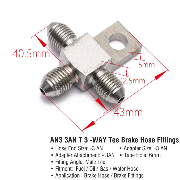 Suitable for Car and Motorcycle Brake Fisheye Stainless Steel Brake Hollow Steel Throat AN3 Oil Pipe Tee Banjo Joint