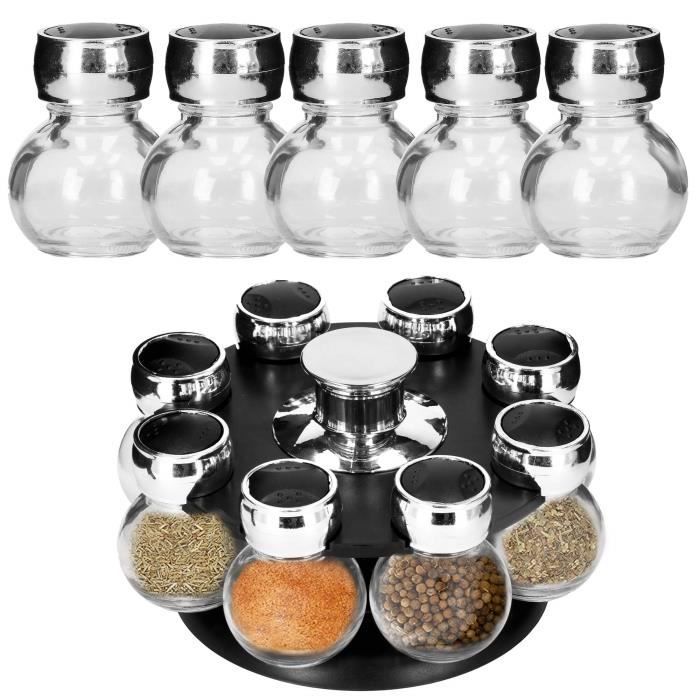 SPRINGOS® rotatif porte-pivotants, 8 pots verre, Présentoir à épices, organiseur
