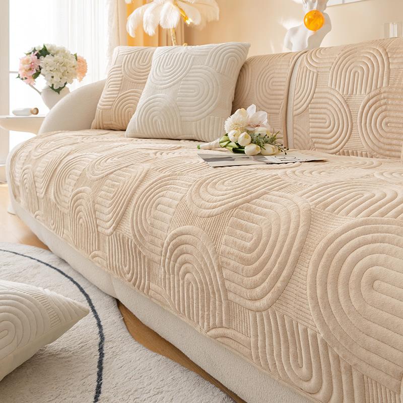 Nordic Ins Plush Sofa Cushion Home Living Room Sofa Cushion Thickened Non-Slip Cover Towel Dust Cover Winter Winter
