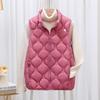 Lightweight Women's Down Vest Jacket Mom Stand Collar Waistcoat Autumn Winter Short Warm Vest Coat Casual Outwear