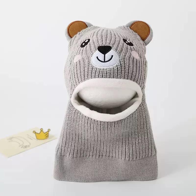 Children's Autumn and Winter Hat and Scarf Set, Boys and Girls' Thick Yarn Knitted Scarf and Ear Protection Two-piece Set