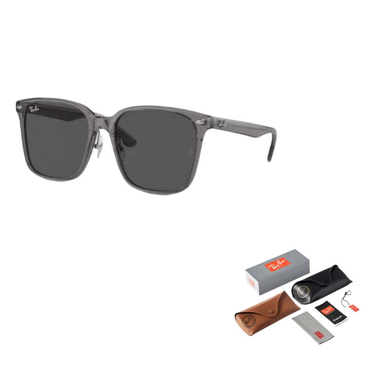 RayBan Logo Detail Square Sunglasses Unisex Couple Dark Grey