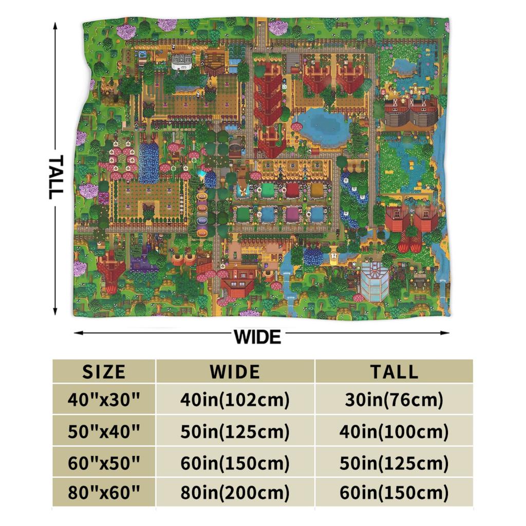 Stardew Valley Karte Tiere Weiche Warme Decke Reise Plüsch Überwurf Lustige Wohnzimmer Flanell Bettdecke Sofa Bettbezug