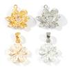 Doreen Box 2pcs Gold Plated Brass Charms Transparent Zircon Flower Pendant for Women Necklace Earrings Jewelry Making Findings