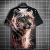 Animal Men's T-shirt 3d Tiger Print Men's Tops Casual Short Sleeve Simple T-shirt Summer Round Neck T-shirt Men's Ultra Clothing