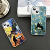Black Cat Van Gogh Tempered Glass For Iphone 14 13 12 11 Pro Mini XS MAX 14Plus X XS XR Cover