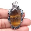 Pendant Tiger's Eye Gemstone Handicraft Valentine'Day Silver Jewelry 2.25"