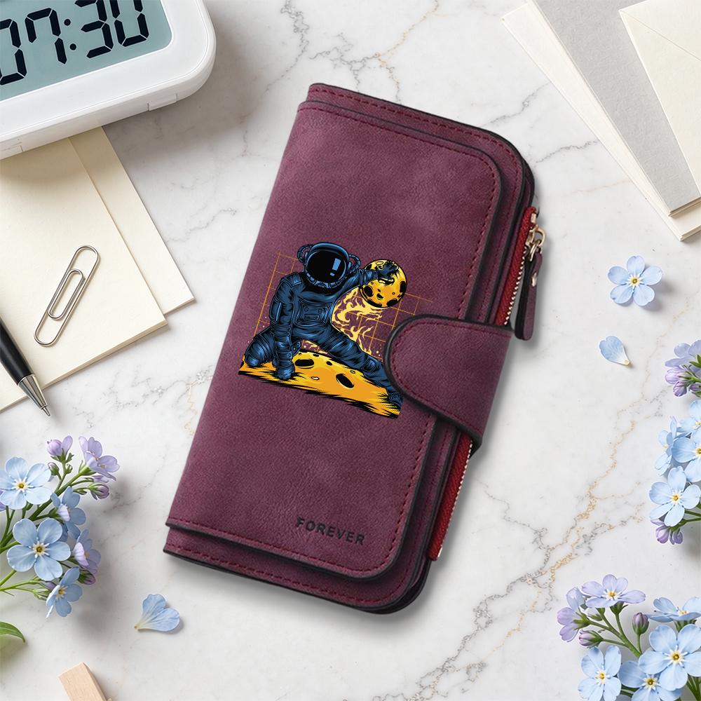 Stylish Astronaut Print Long Wallet Casual Durable Portable Purse Forever Design