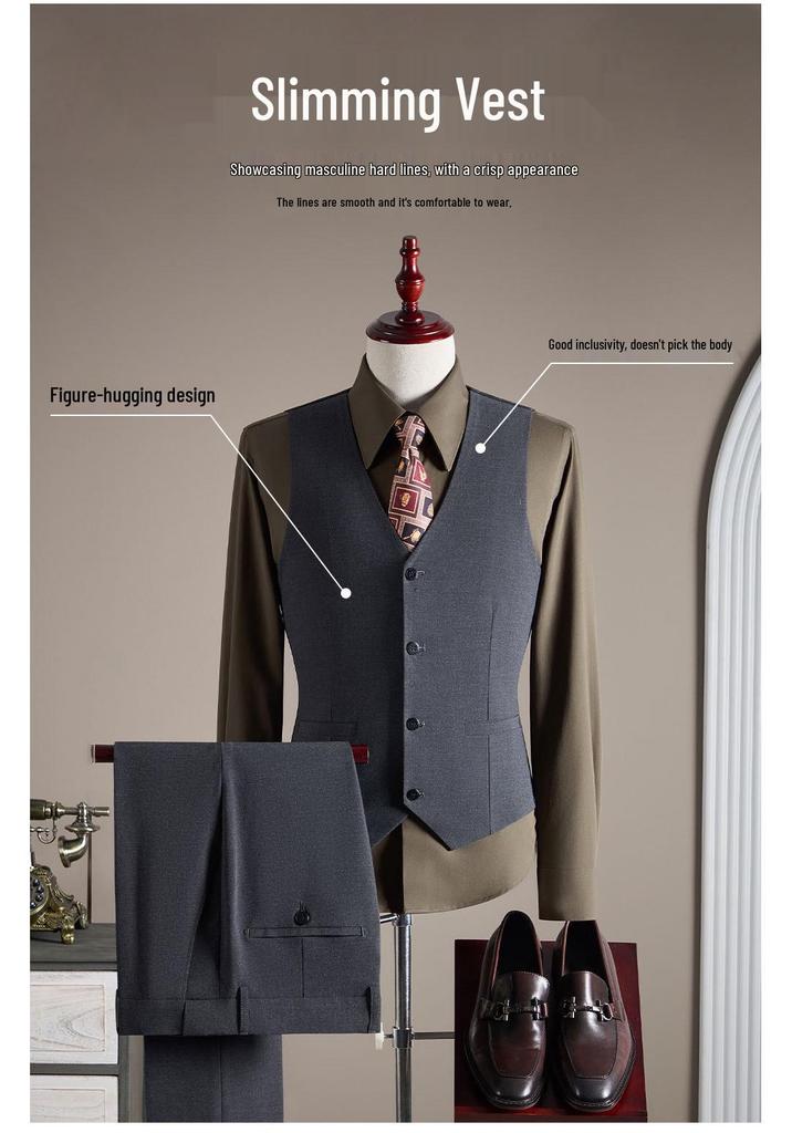 Men's High-End Double-Breasted Wedding Suit - Slim Fit, Professional Formal Wear, Versatile Fashion