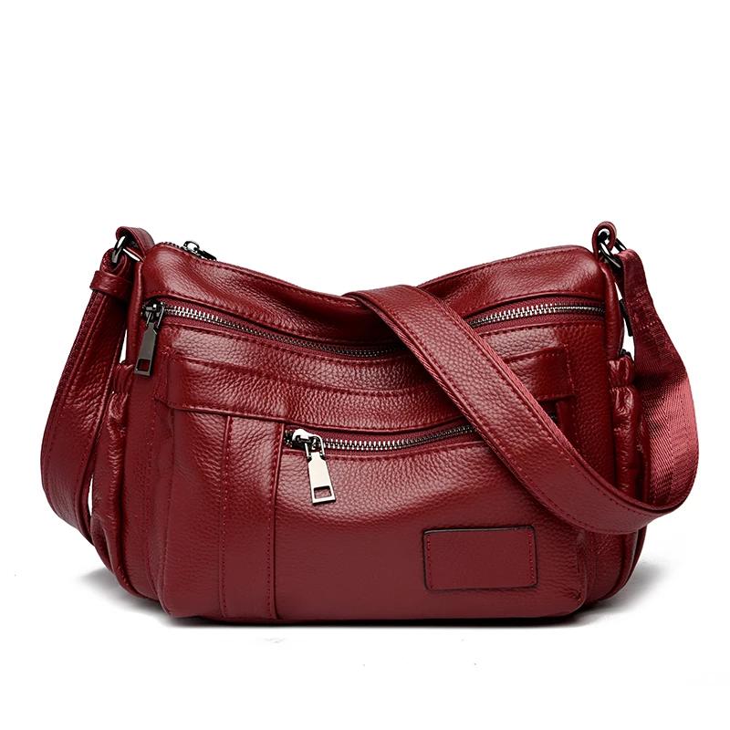 

Роскошная женская сумка-мессенджер из натуральной кожи с множеством карманов, модная большая вместительная винтажная сумка для девочек