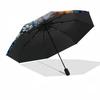 Celestial Fox Lavender Dream Art Automatic Umbrella Folding Umbrella with 8 Ribs Compact Design Travel Essential Fashionable Best for Christmas