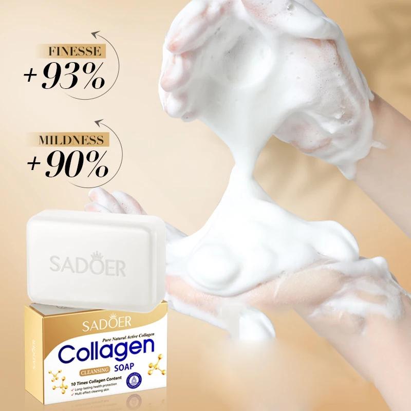 1/2/4pcs SADOER Collagen Ossein Facial Soap Face Wash Foam Facial Cleanser Moisturizing Oil Control Body Bathing Handmade Soap