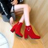 Women's Chunky Heeled Ankle Boots, Solid Color Side Zipper High Heels, Stylish Short Boots
