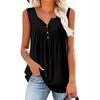 Women's Notch Neck Sleeveless Plus Size Tank Top Solid Color Front Pleated Button Casual Camisole