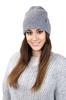 Cameo Gray Malibu Ribbed Cashmere Hat with Turn-Up