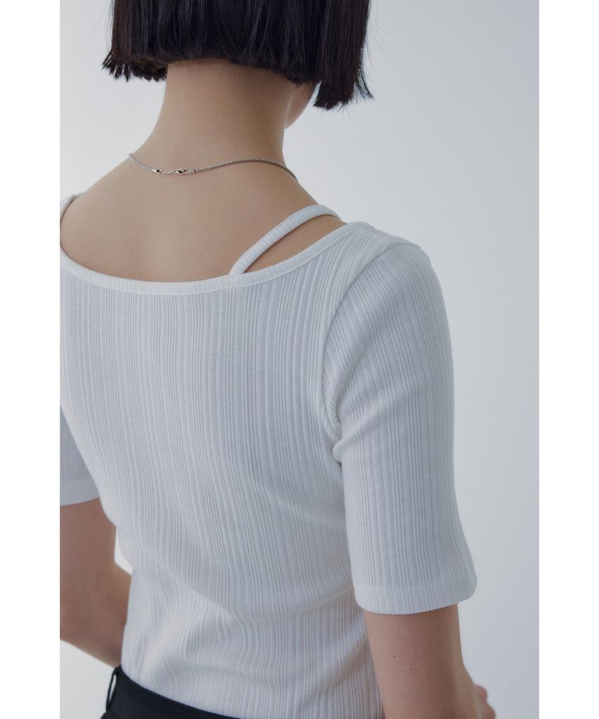 Bobeu Cutout Detail Ribbed T-Shirt_White 7156240002