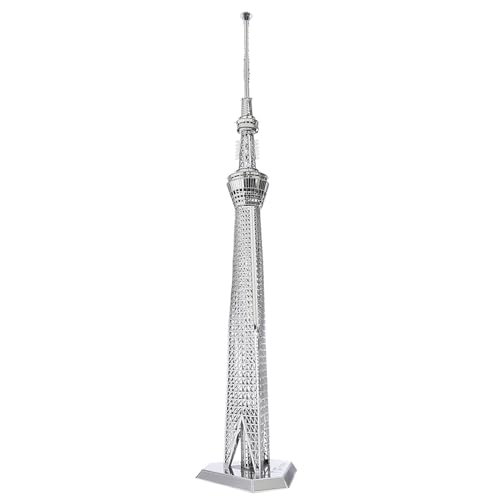 Tenyo Metallic Nano Puzzle Culture, Science, and Building Series Tokyo Skytree(R) T-MB-002 Stainless Steel Material, No Adhesive Required, 0.2mm