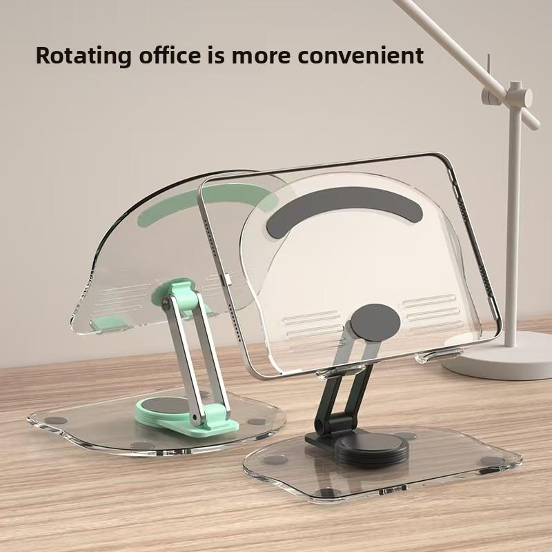 New Transparent Acrylic Tablet Stand, Foldable, Rotatable, Adjustable Height, Multifunctional Desktop Non-slip Tablet Support Stand, Set of 2