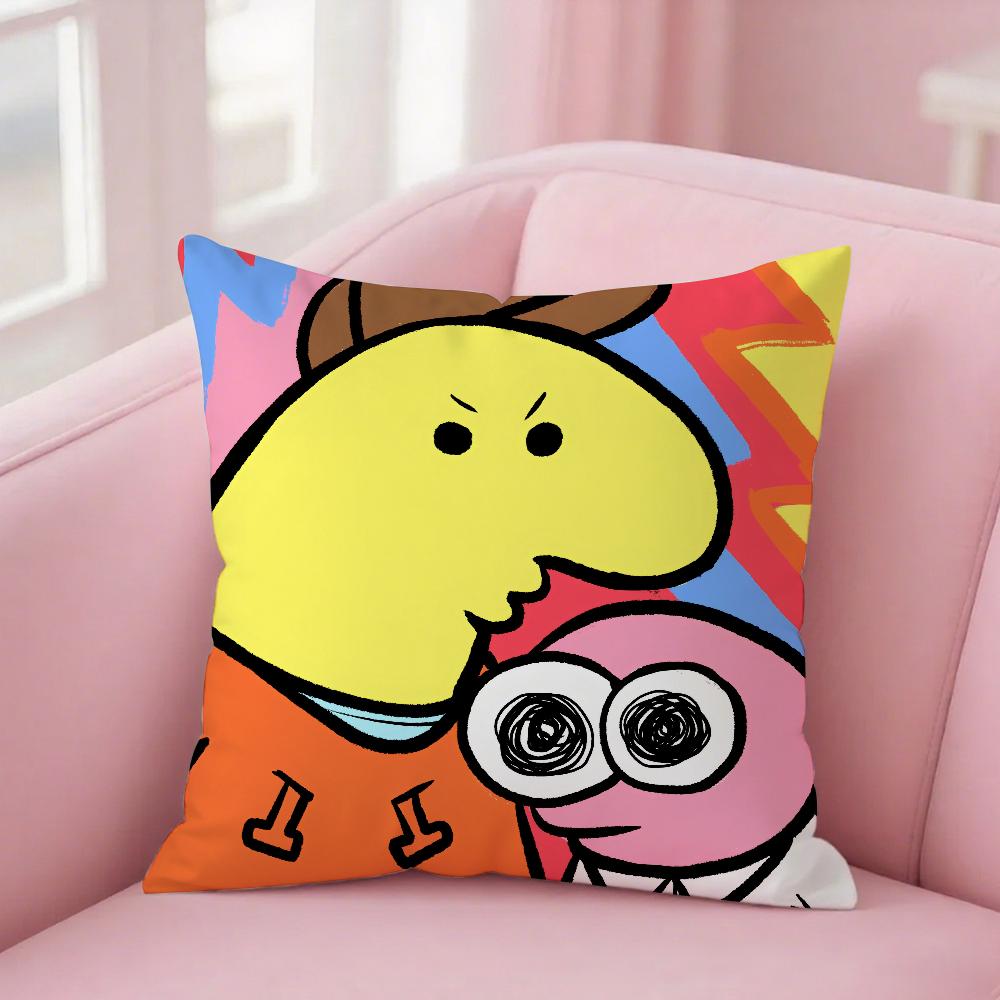 CARTOON S-Smiling Friends Pillow Case Cover Square Sofa with Pillow Case for Home Use