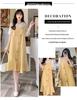 Plus Size Women's Summer 2026 Chiffon Patchwork Two-Piece Design Dress
