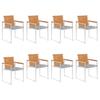 Garden Chairs Set of 8 with Cushions Solid Acacia Wood
