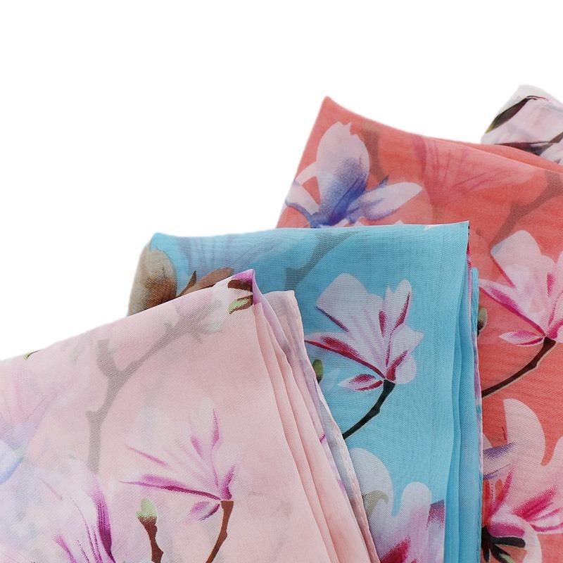 Spring and Summer New Magnolia Chiffon Printed Silk Scarf Fashion Thin Women's Scarf Gift