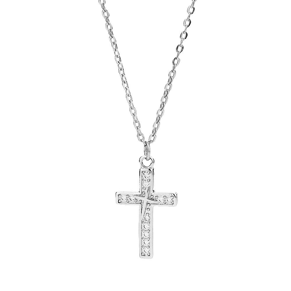 Zircon Cross Necklace Trendy Japanese Women'S Hip-Hop Kusa Wind Casual Sweater Chain Sweater Chain Diamond Collarbone Chain