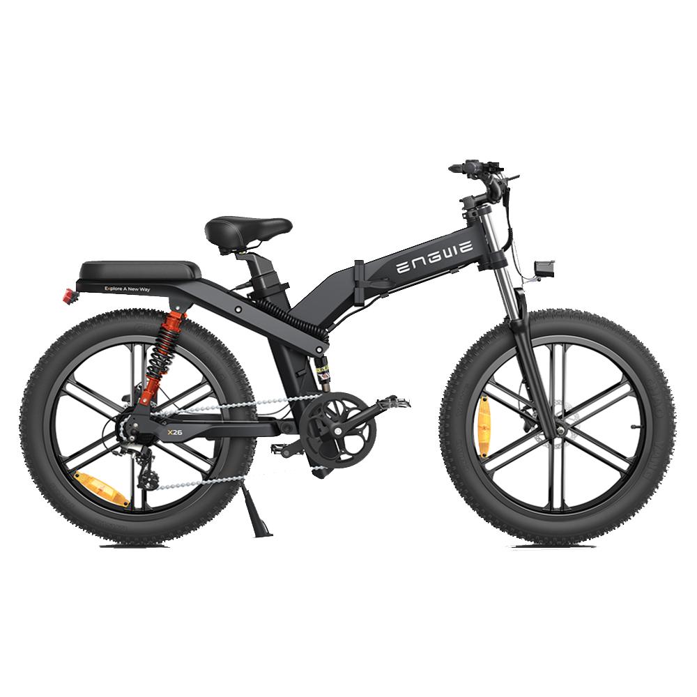 Engwe X26 1000W Foldable Eleactric Bike 48V29.2Ah Long Range Pedelec, Hydraulic Disc Brakes, 26×4.0 Snow Tire for City Commuter & Outdoor Adventure