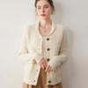 2025 Women's Cashmere Cable Knit Mandarin Collar Cardigan - Autumn/Winter, Long Sleeve, Seven-Needle & Thickened for Warmth