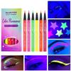 6 Stück Neon Fluoreszierender UV Glow Eyeliner, Wasserdichter Langanhaltender Bunter Flüssiger Augen-Eyeliner, Rave Party Halloween Make-up Werkzeuge
