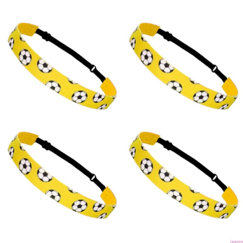 4PCS Football Themed Headbands Elastic Workout Sweat Headbands For Men Women Fitness Running Soccer Festival Celebration