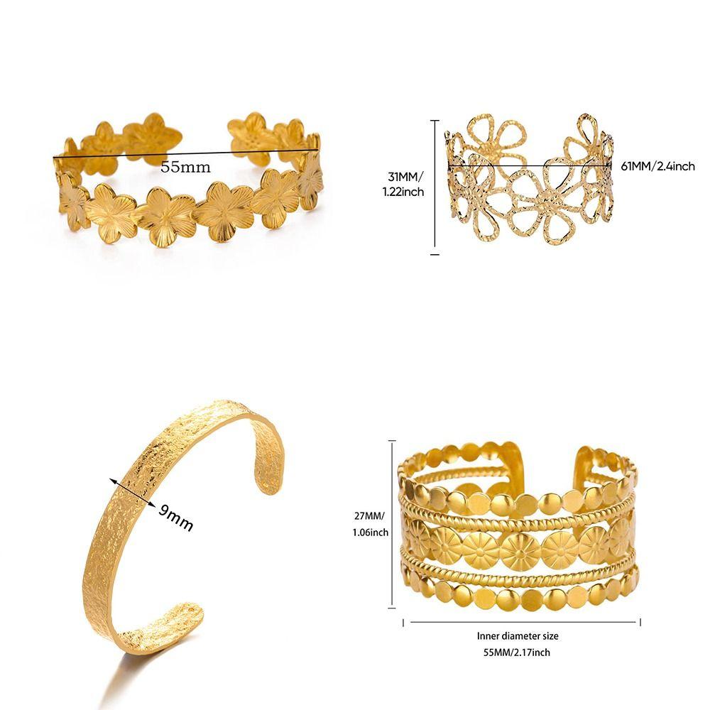 Flower Chunky Cuff Bangle Gold Color Open Cuff Bangle Flower Cuff Bangle Party Accessories Gifts