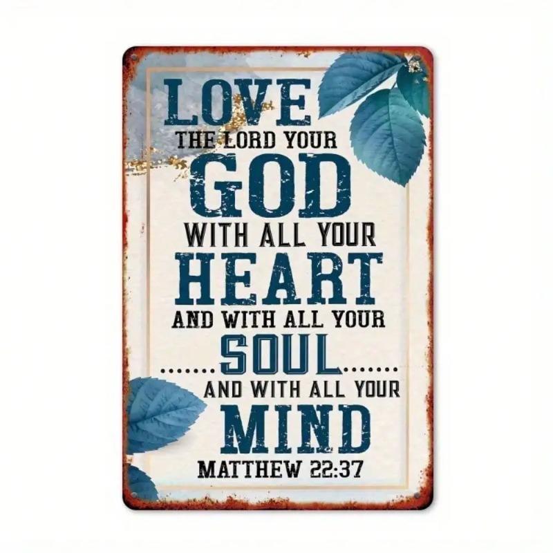 Christian Metal Sign Love God Vintage Home Decor Inspirational Wall Art